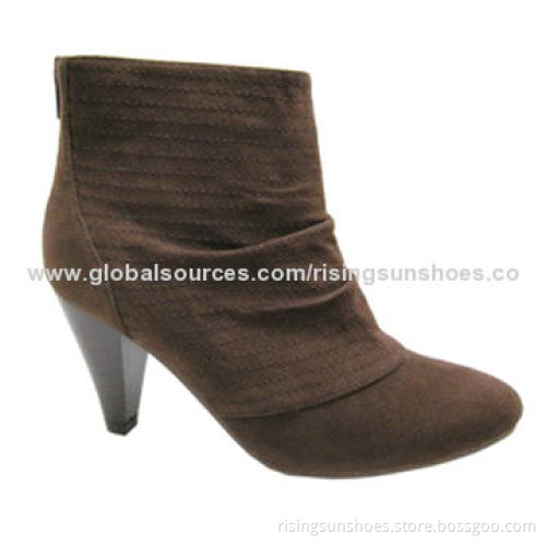 Women's dress boots, micro-suede upper, heel + platform covered by micro-suede
